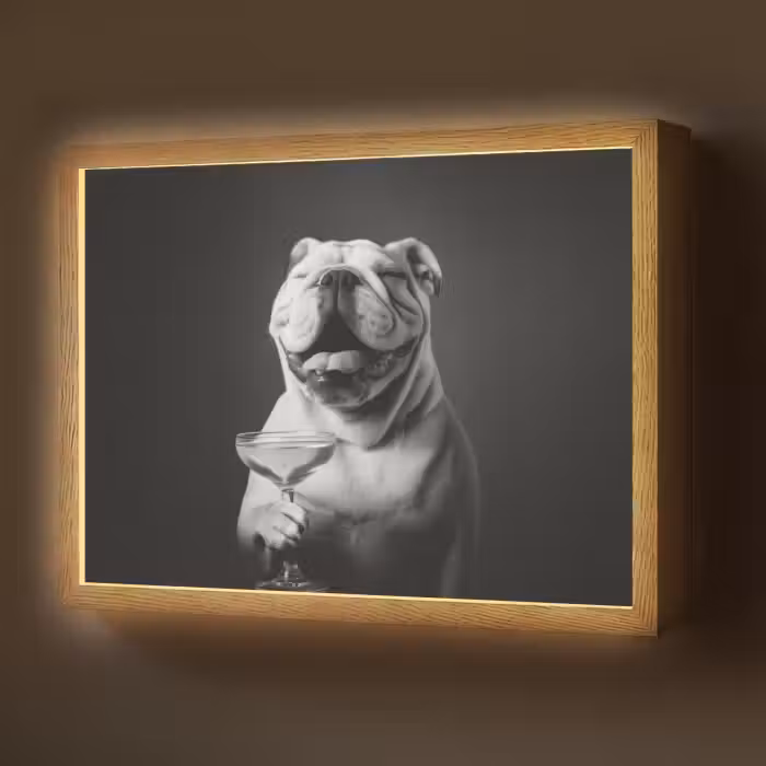 Lightbox - Wandlamp - Buldog - Hond - Glas