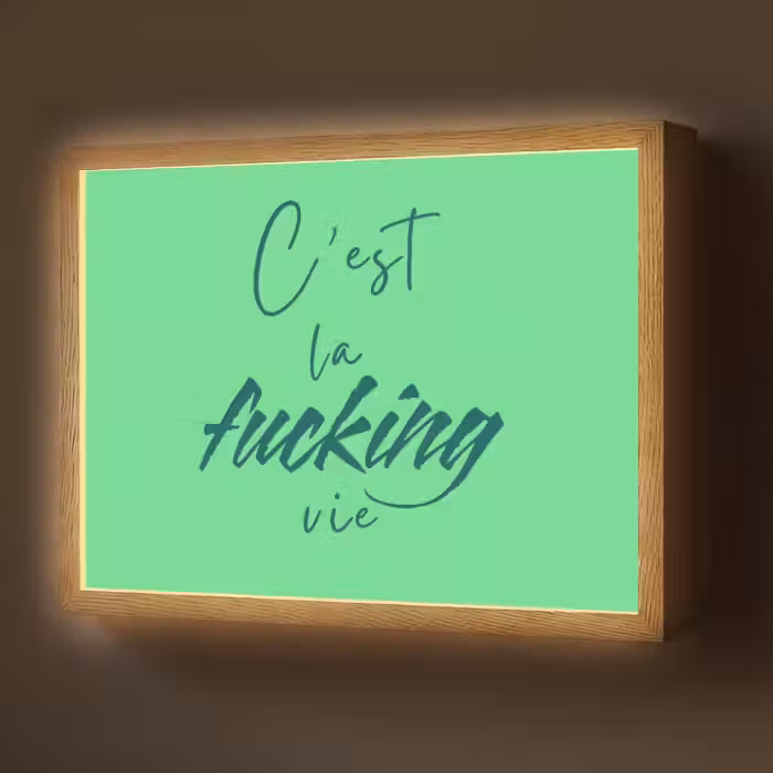 Lightbox - Wandlamp - c'est la fucking vie - Groen - Penseelstijl