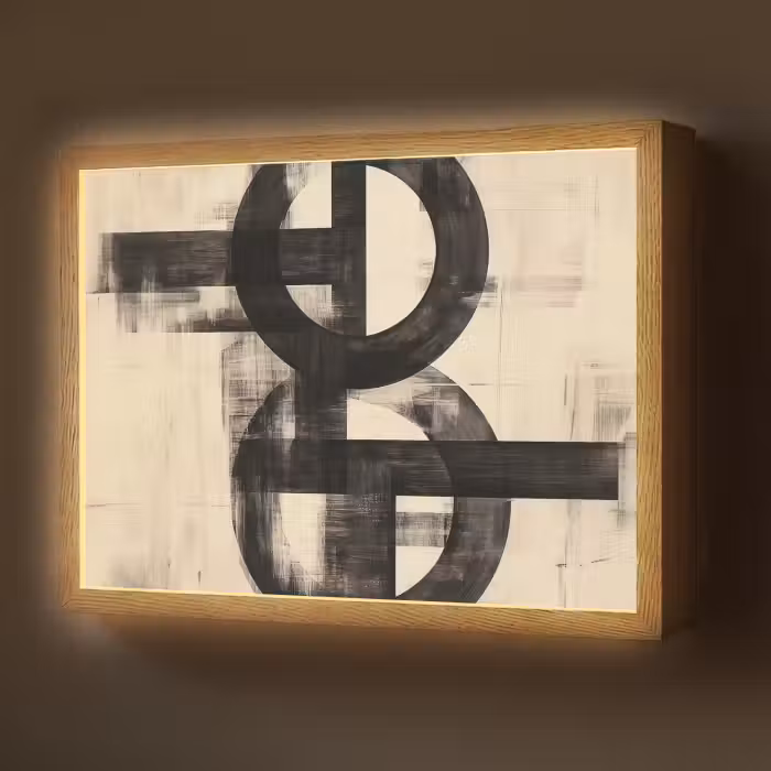 Lightbox - Wandlamp - Cirkels - Balken - Zwart - Abstract