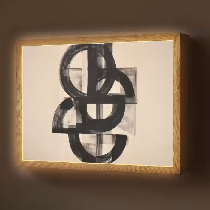 Lightbox - Wandlamp - Cirkels - Lijnen - Vormen - Zwart