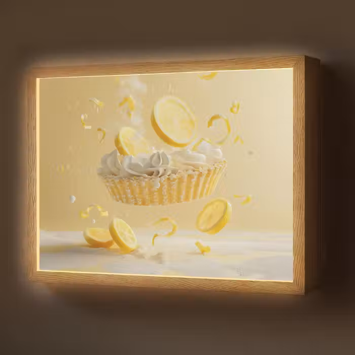 Lightbox - Wandlamp - Citroen - Taart - Eten - Geel