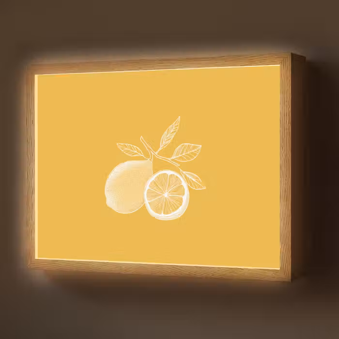 Lightbox - Wandlamp - Citroenen - Illustratie - Minimalistisch - Geel