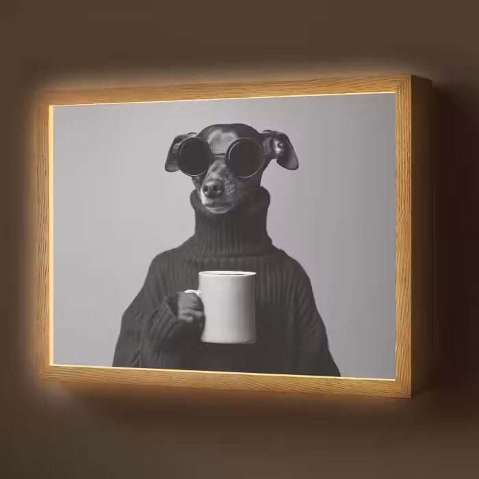 Lightbox - Wandlamp - Coltrui - Hond - Bril - Mok