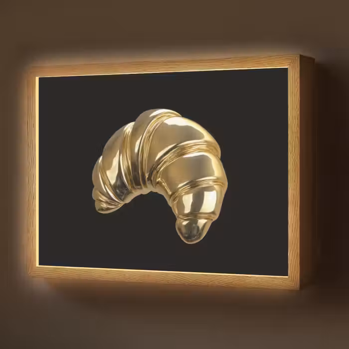 Lightbox - Wandlamp - Croissant - Brood - Goud - Zwart