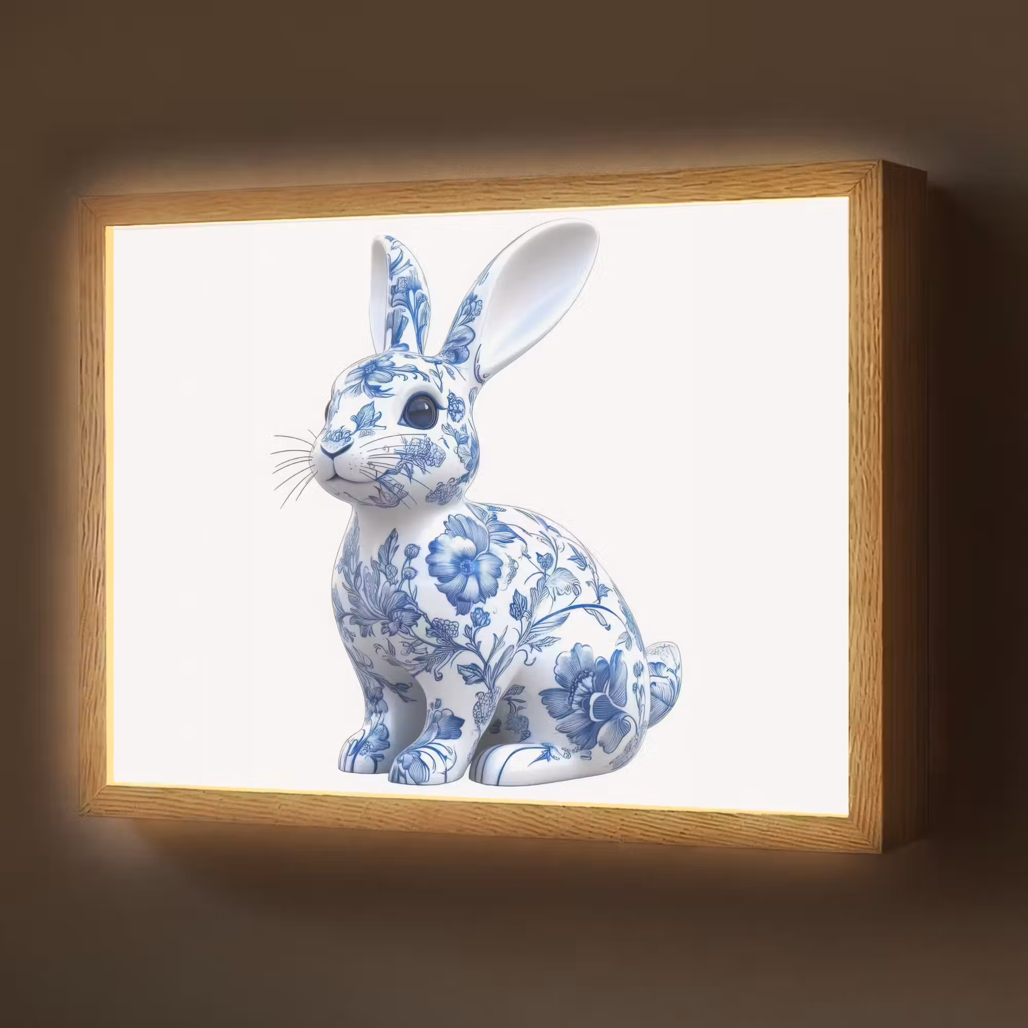 Lightbox - Wandlamp - Delftsblauw - Haasje - Wit