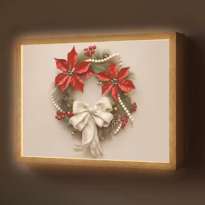 Lightbox - Wandlamp - Deurkrans - Strik - Kerst - Rood - Groen