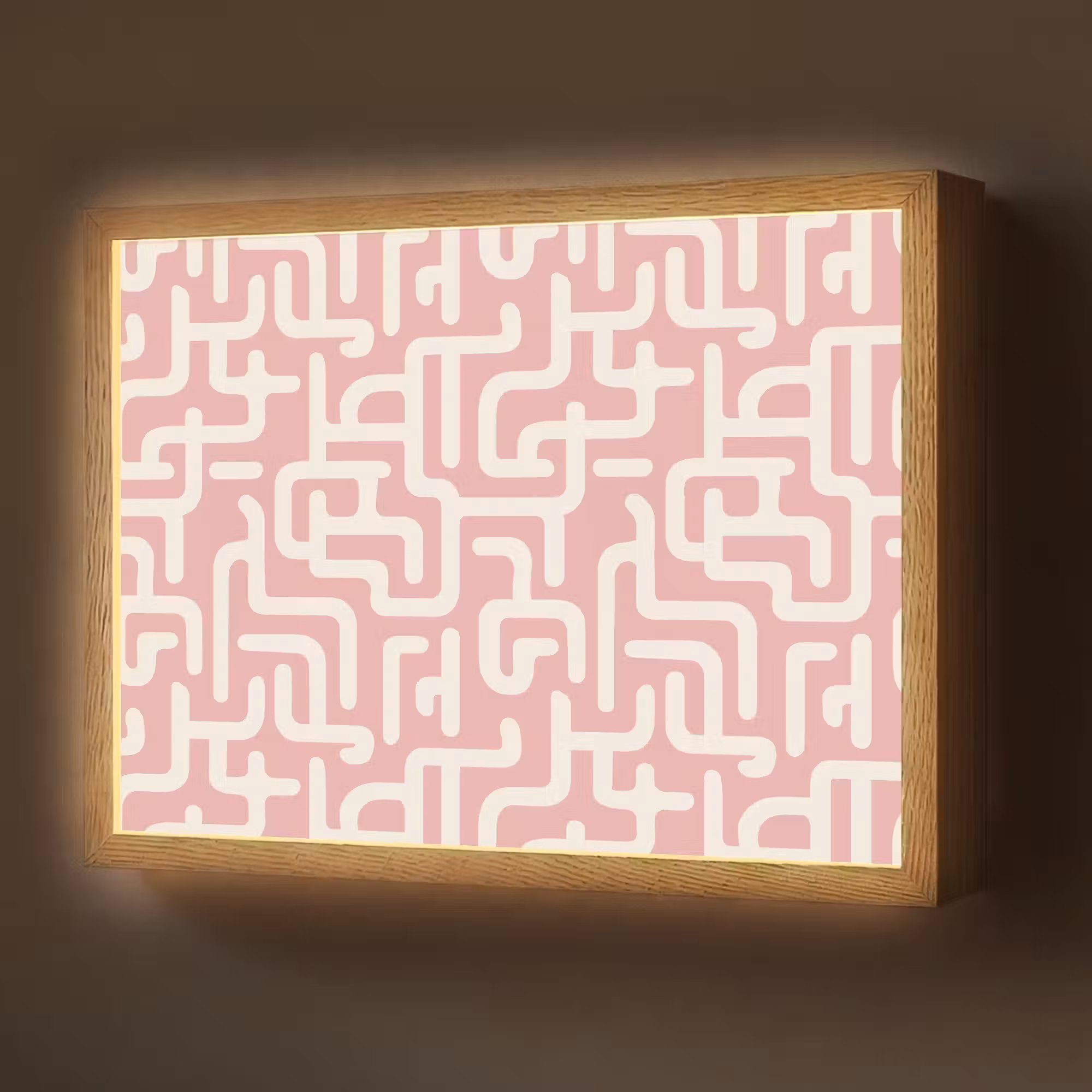 Lightbox - Wandlamp - Doolhofpatroon - Roze - Wit - Abstract