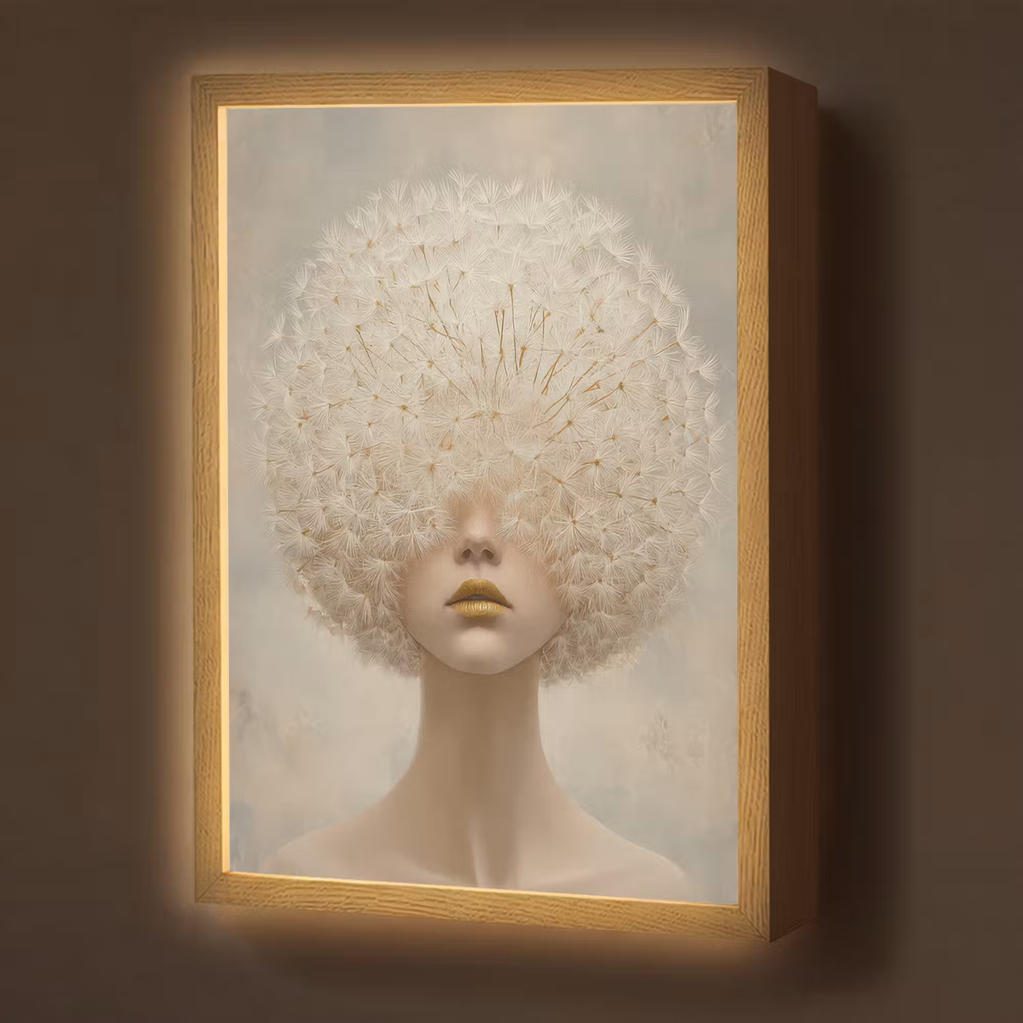 Lightbox - Wandlamp - Dromerig - Beige - Paardenbloemzaadjes