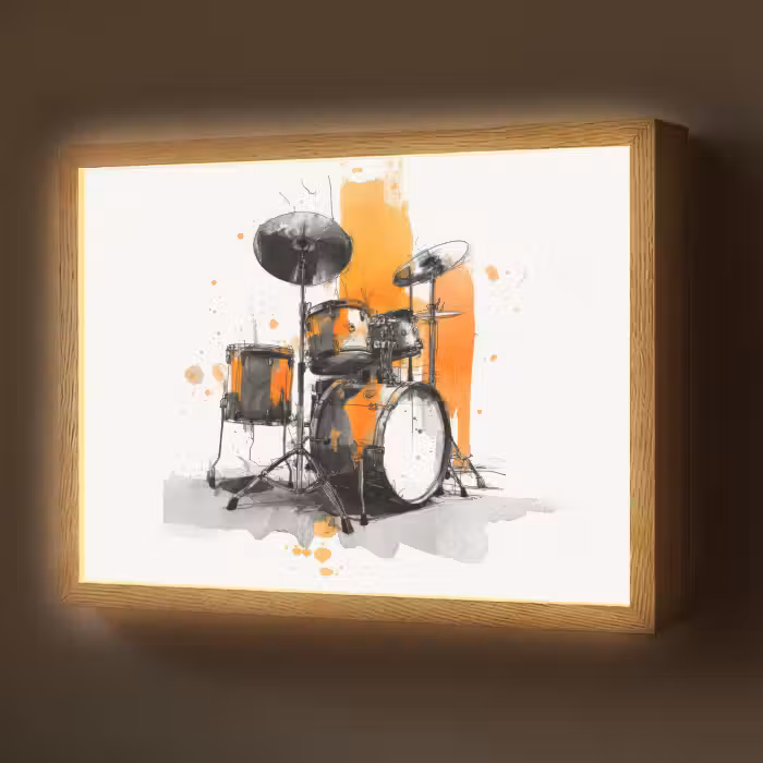 Lightbox - Wandlamp - Drumstel - Oranje - Zwart - Aquarelverf