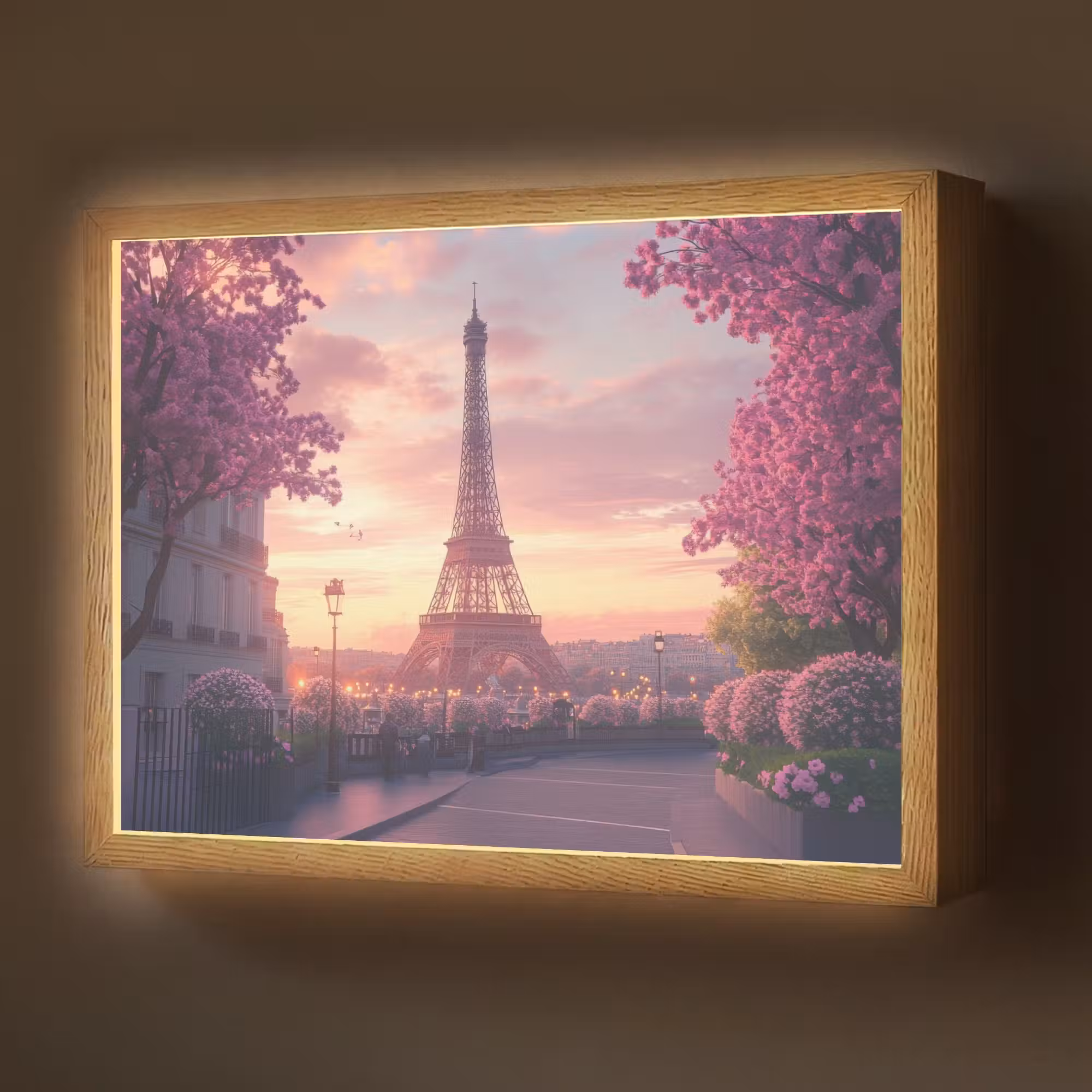 Lightbox - Wandlamp - Eiffeltoren - Parijs - Roze