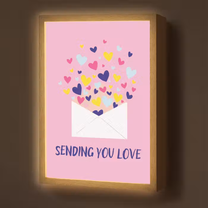 Lightbox - Wandlamp - Envelop - Love - Hartjes - Valentijn