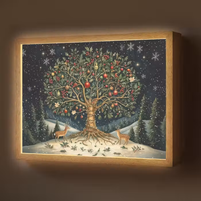 Lightbox - Wandlamp - Feestboom - Winterhemel - Kleurrijk