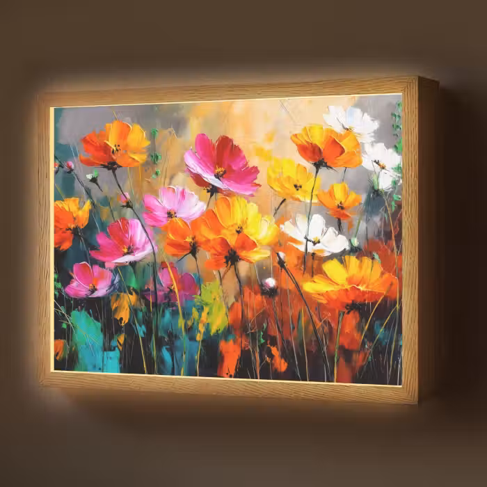 Lightbox - Wandlamp - Felgekleurd - Bloemblaadjes - Abstract