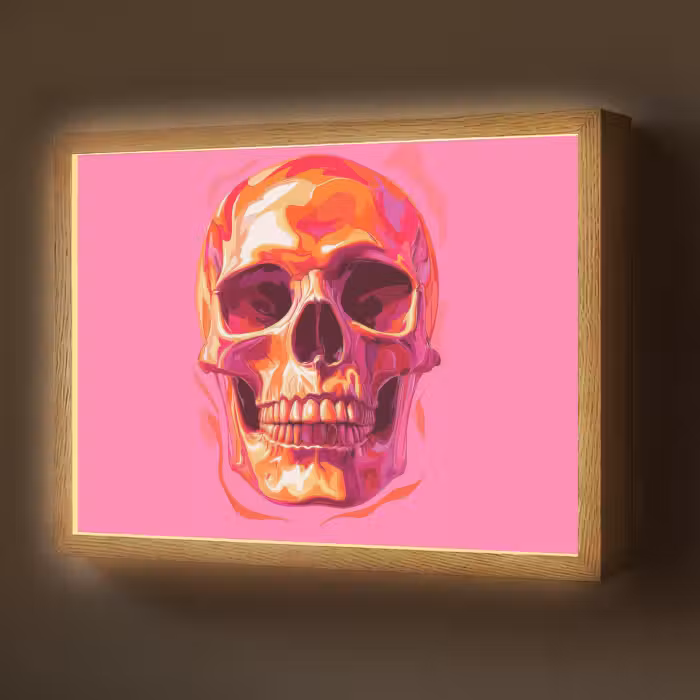 Lightbox - Wandlamp - Felroze - Tanden - Schedel