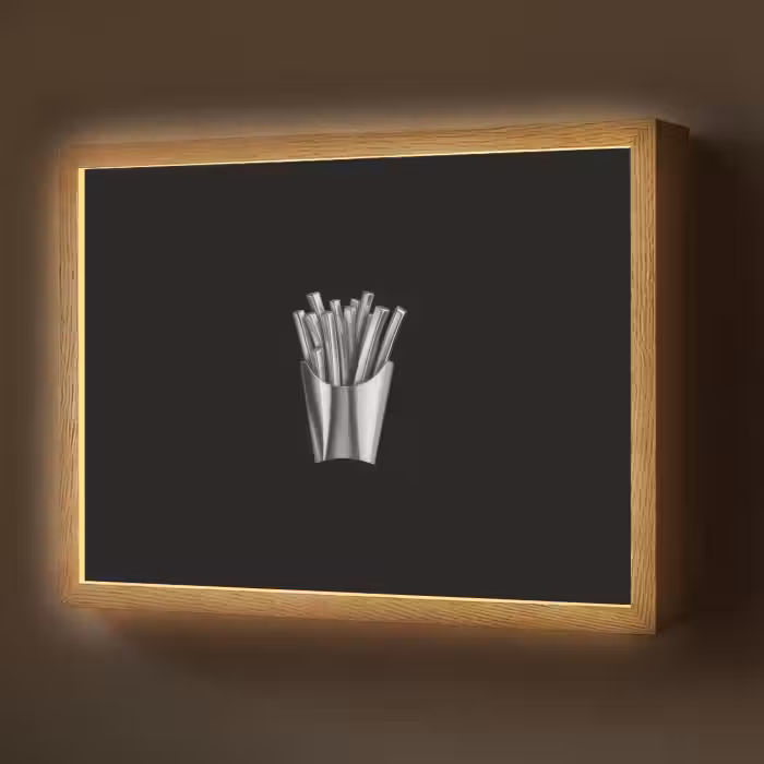 Lightbox - Wandlamp - Frietjes - Futuristisch - Zilver