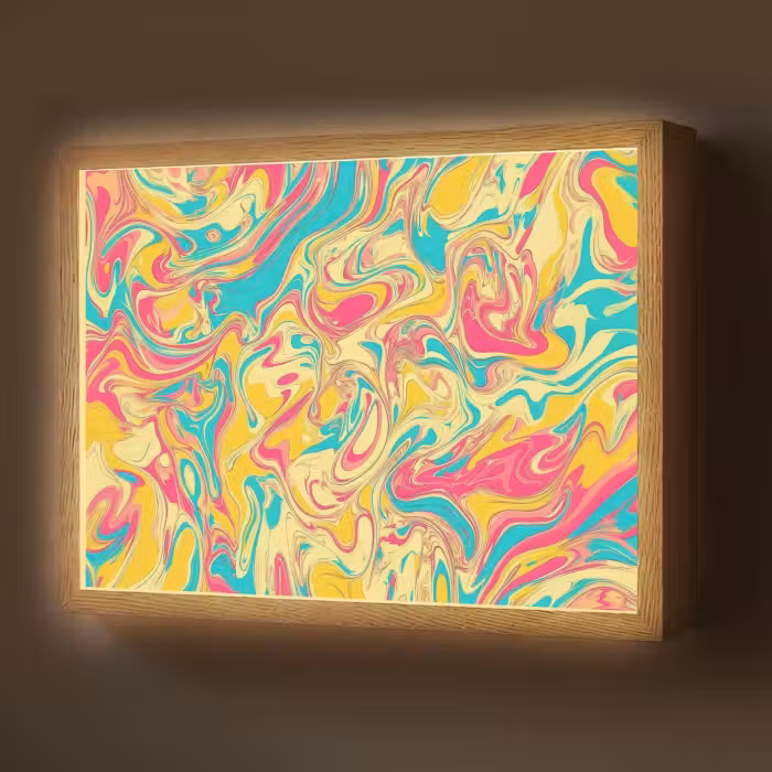 Lightbox - Wandlamp - Geel - Roze - Blauw - Retro
