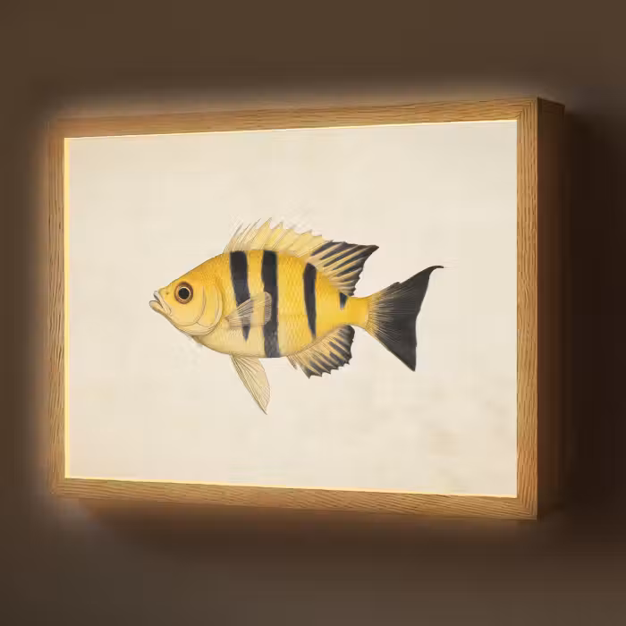 Lightbox - Wandlamp - Geel - Vis - Strepen - Tropisch