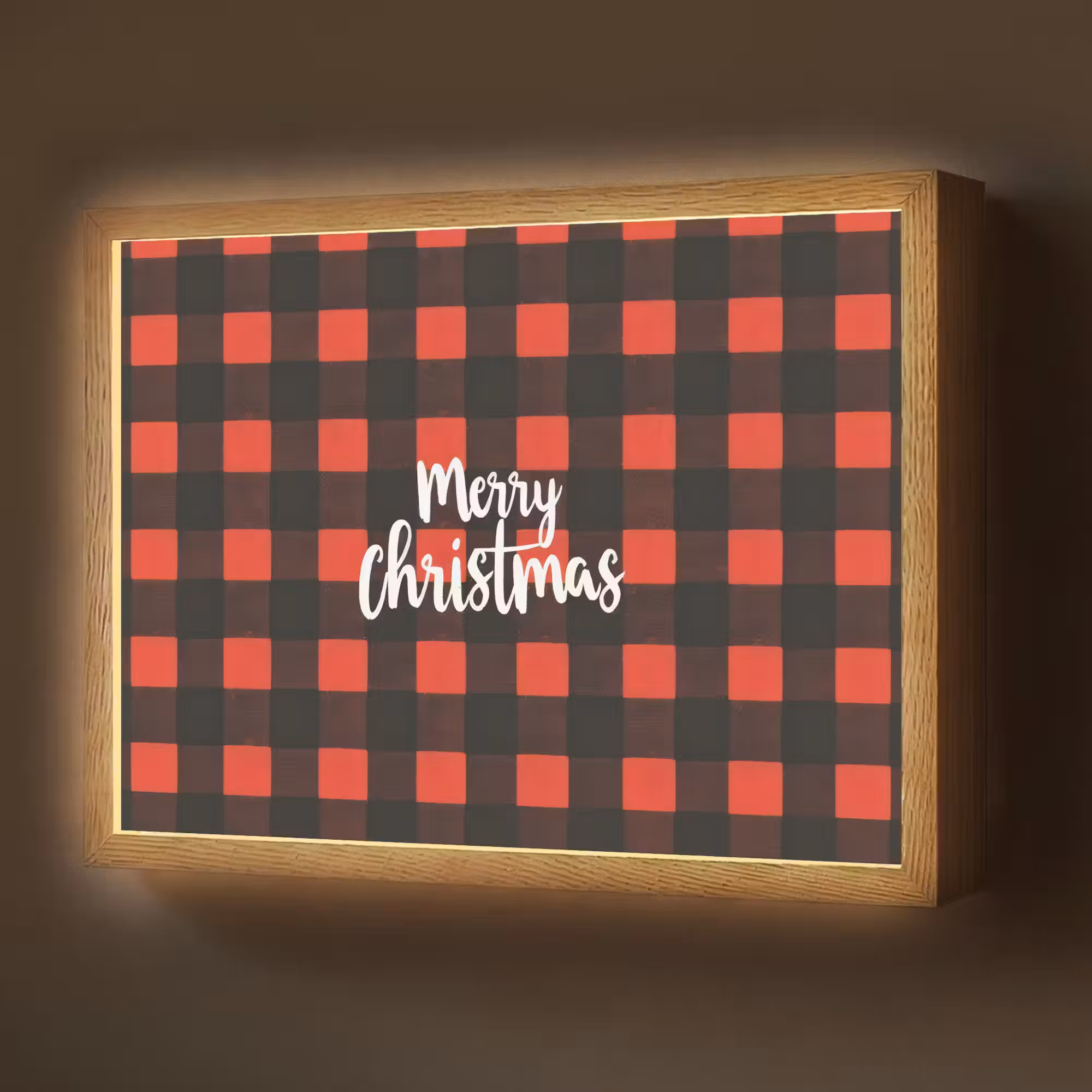 Lightbox - Wandlamp - Geruit - Rood - Tekst - Christmas