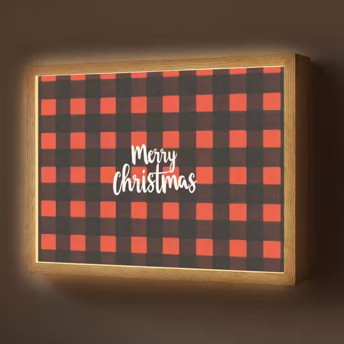 Lightbox - Wandlamp - Geruit - Rood - Tekst - Christmas