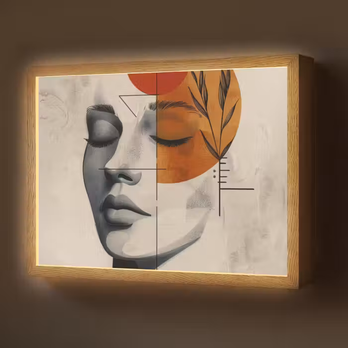 Lightbox - Wandlamp - Gezicht - Cirkels - Kunst - Modern