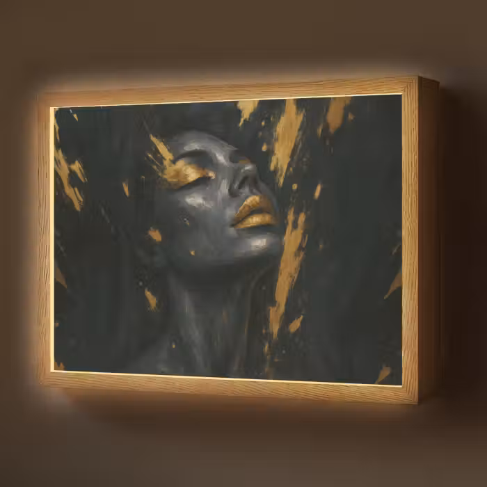 Lightbox - Wandlamp - Gezicht - Vrouw - Verfspatten - Abstract