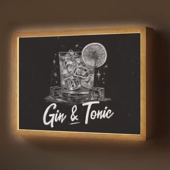Lightbox - Wandlamp - Gin en tonic - Glas - Limoen - Ijsblokjes