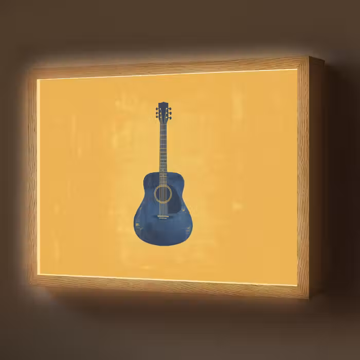Lightbox - Wandlamp - Gitaar - Akoestisch - Geel - Minimalistisch
