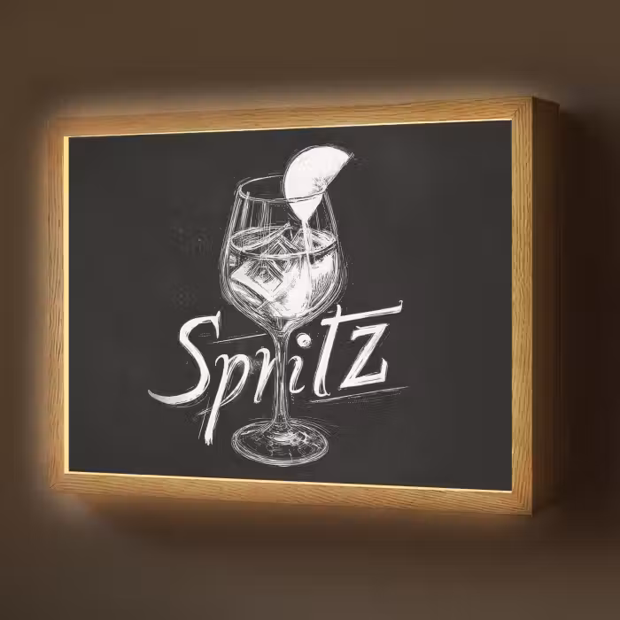 Lightbox - Wandlamp - Glas spritz - Krijtletters - Ijsblokjes - Citroen