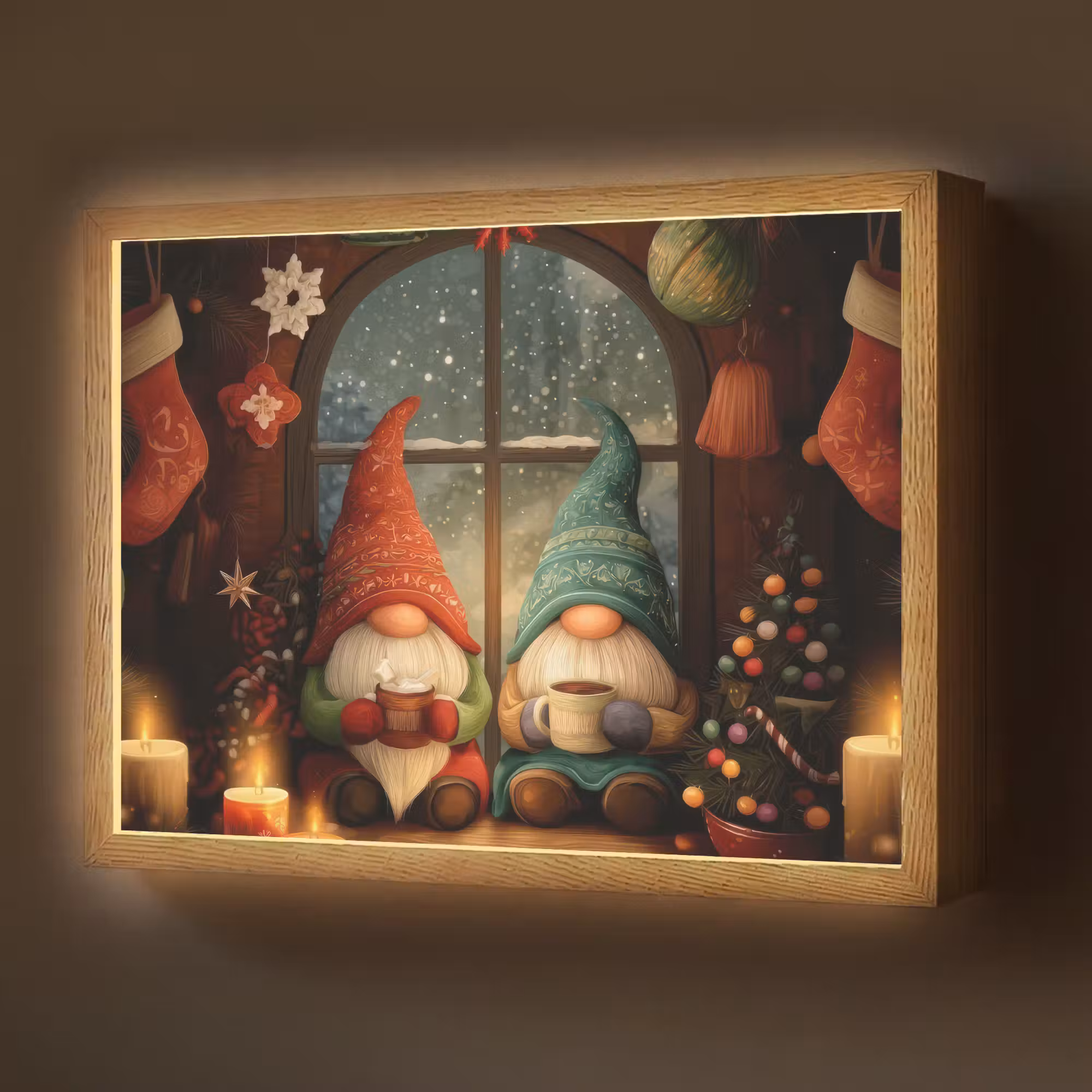 Lightbox - Wandlamp - Gnooms - Kerst - Raam - Kleurrijk