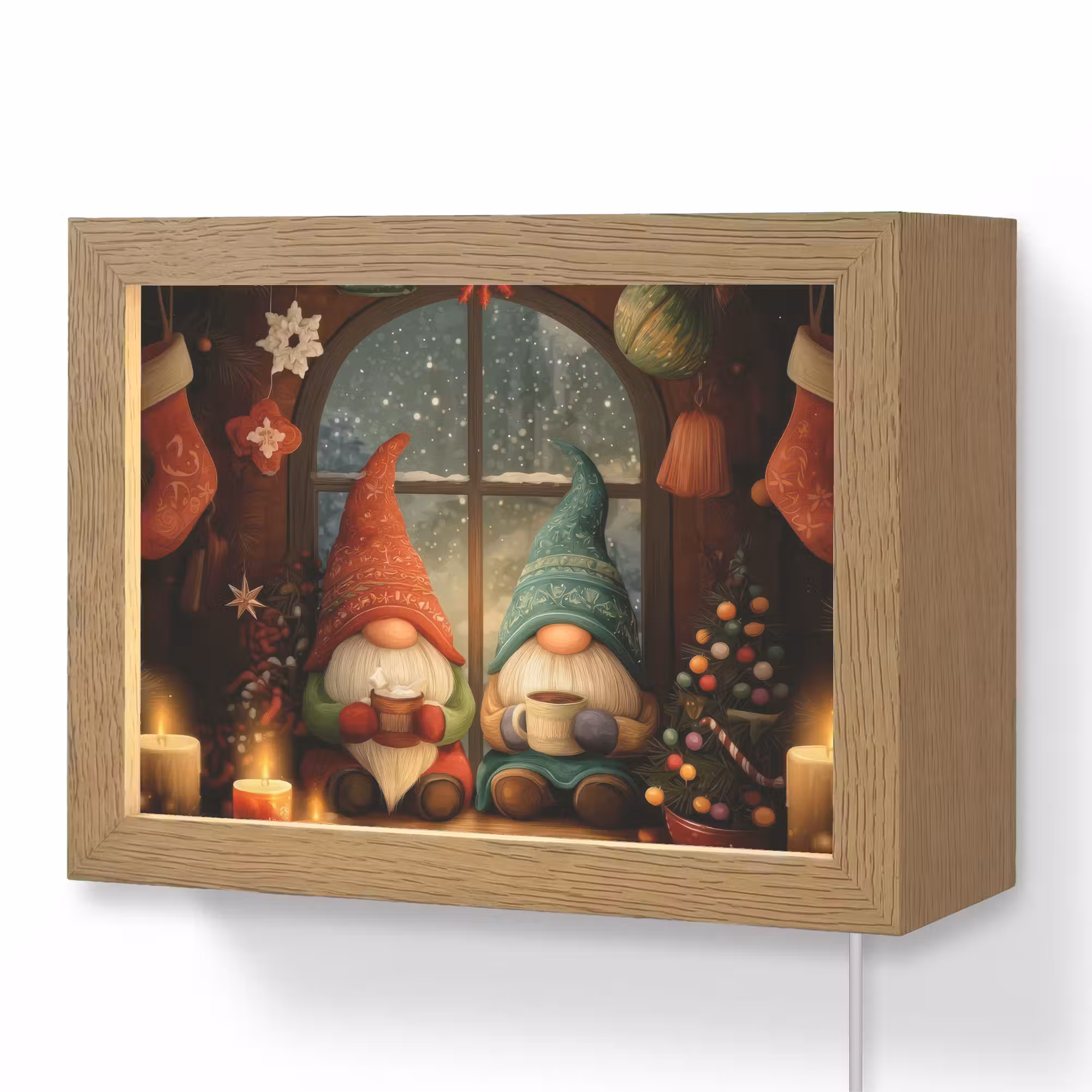 Lightbox - Wandlamp - Gnooms - Kerst - Raam - Kleurrijk