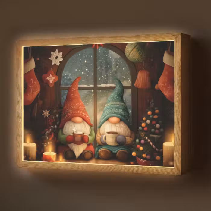 Lightbox - Wandlamp - Gnooms - Kerst - Raam - Kleurrijk