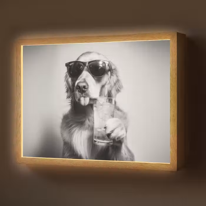 Lightbox - Wandlamp - Golden retriever - Hond - Zonnebril - Gkas
