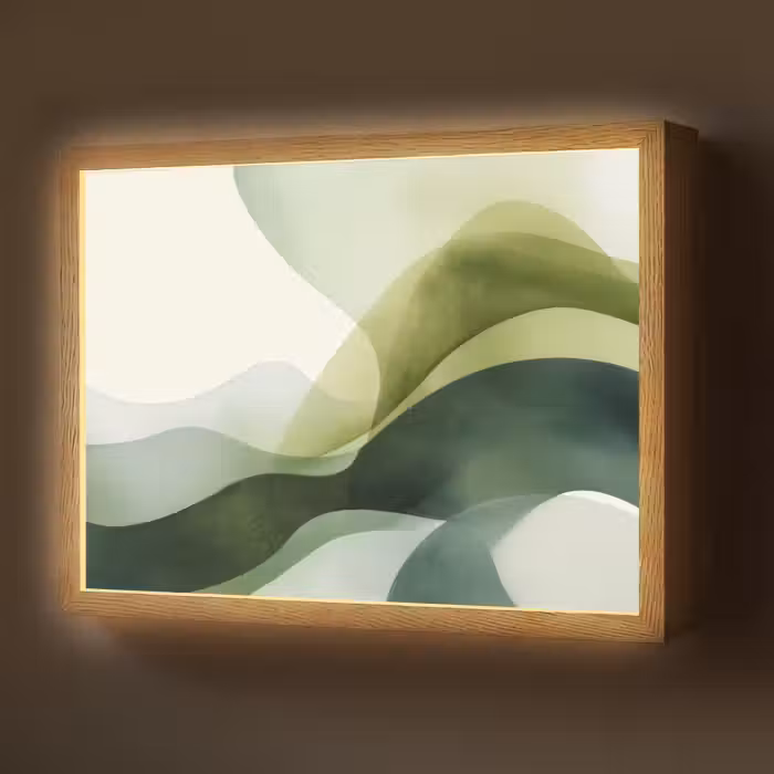 Lightbox - Wandlamp - Golven - Abstract - Lichtgroen - Sierlijk