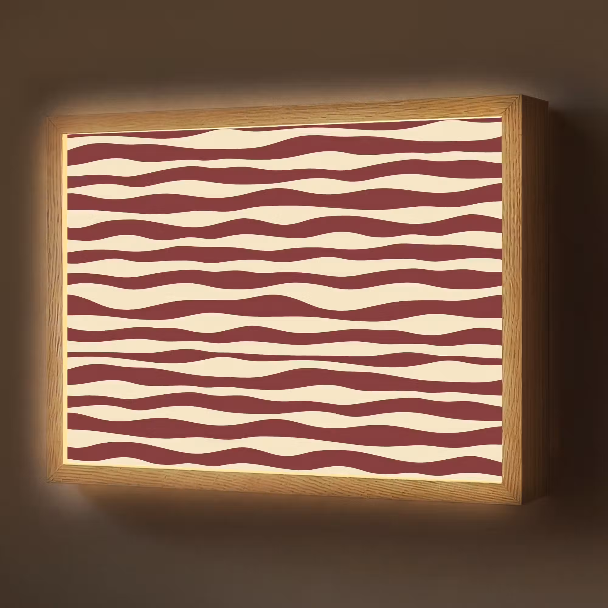 Lightbox - Wandlamp - Golven - Rood - Patroon - Crème