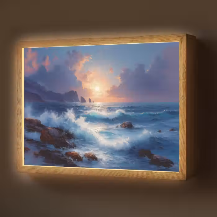 Lightbox - Wandlamp - Golven - Zee - Kleurrijk - Rotsen