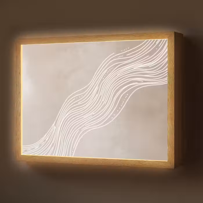 Lightbox - Wandlamp - Golvende lijnen - Vloeiend - Zandkleurig