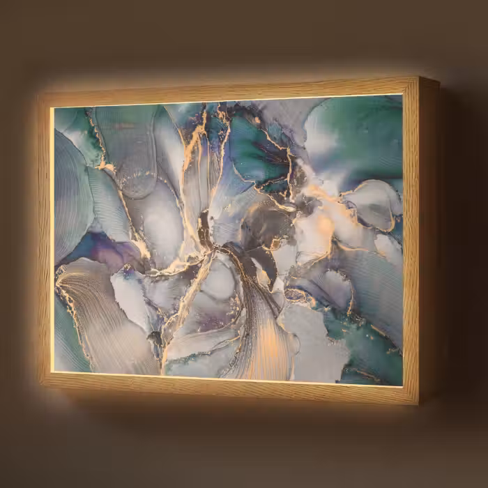 Lightbox - Wandlamp - Goud - Blauw - Marmer