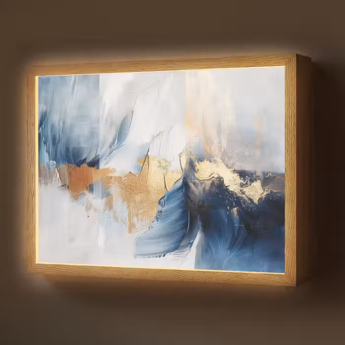 Lightbox - Wandlamp - Goud - Blauw - Verf - Kunst - Modern