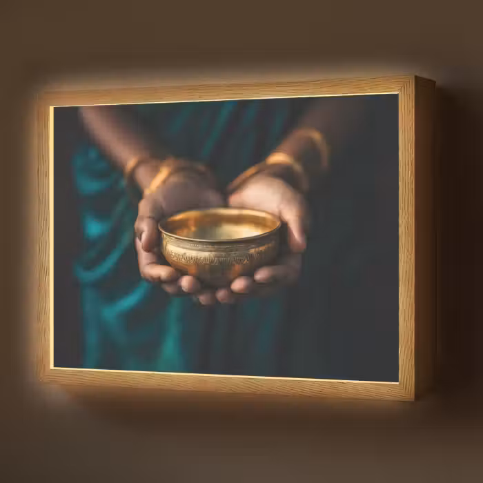 Lightbox - Wandlamp - Goud - Kom - Blauw