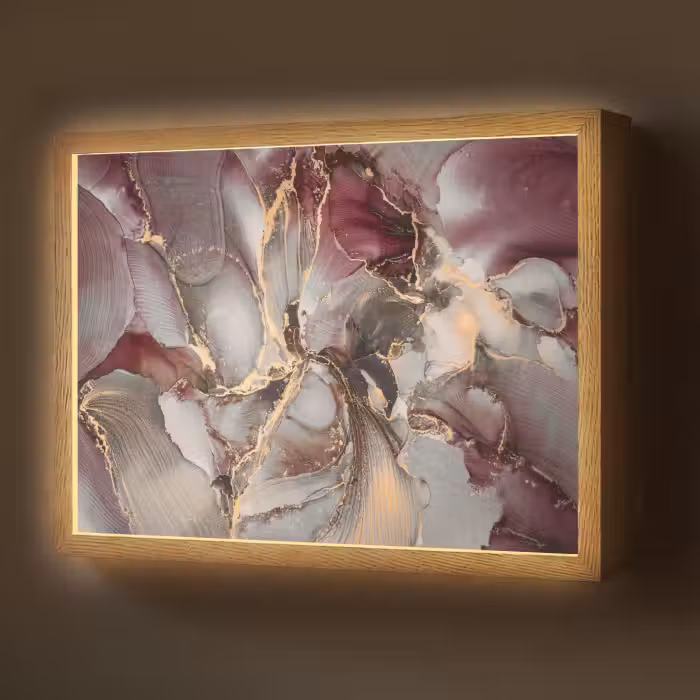 Lightbox - Wandlamp - Goud - Marmer - Paars