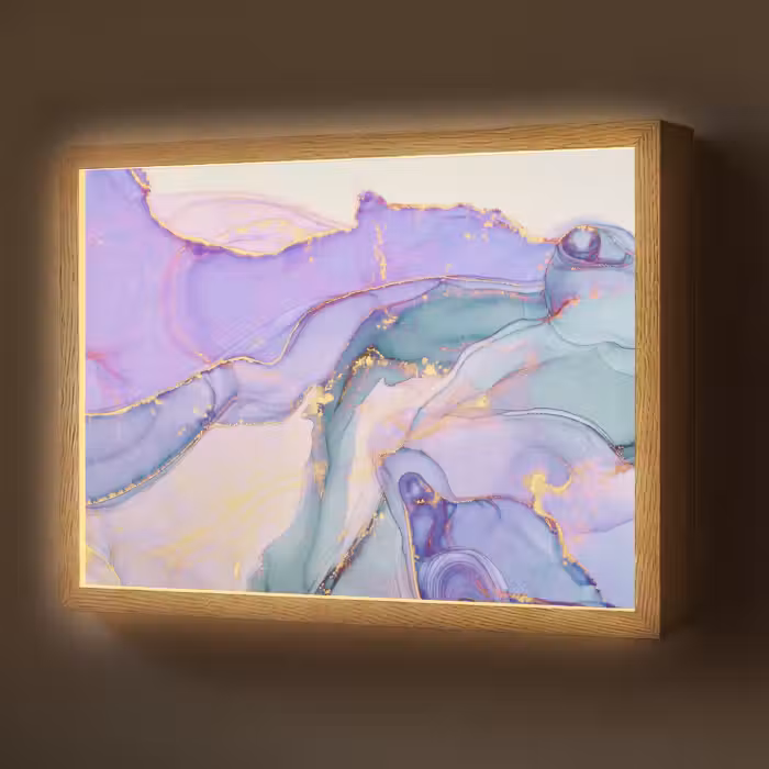 Lightbox - Wandlamp - Goud - Marmer - Paars