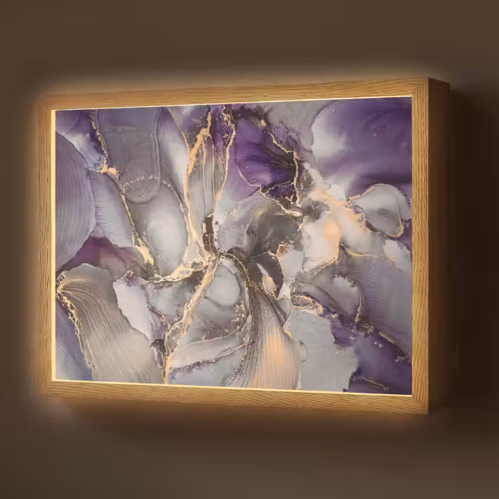Lightbox - Wandlamp - Goud - Paars - Marmer
