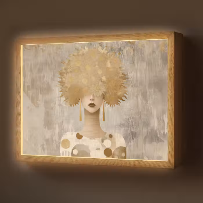 Lightbox - Wandlamp - Goud - Portret - Vrouw