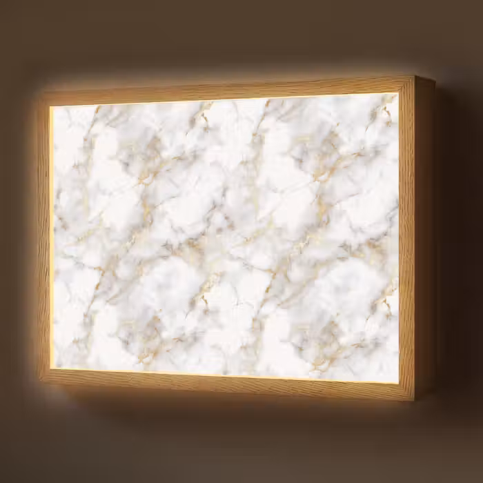 Lightbox - Wandlamp - Gouden aders - Marmer - Wit