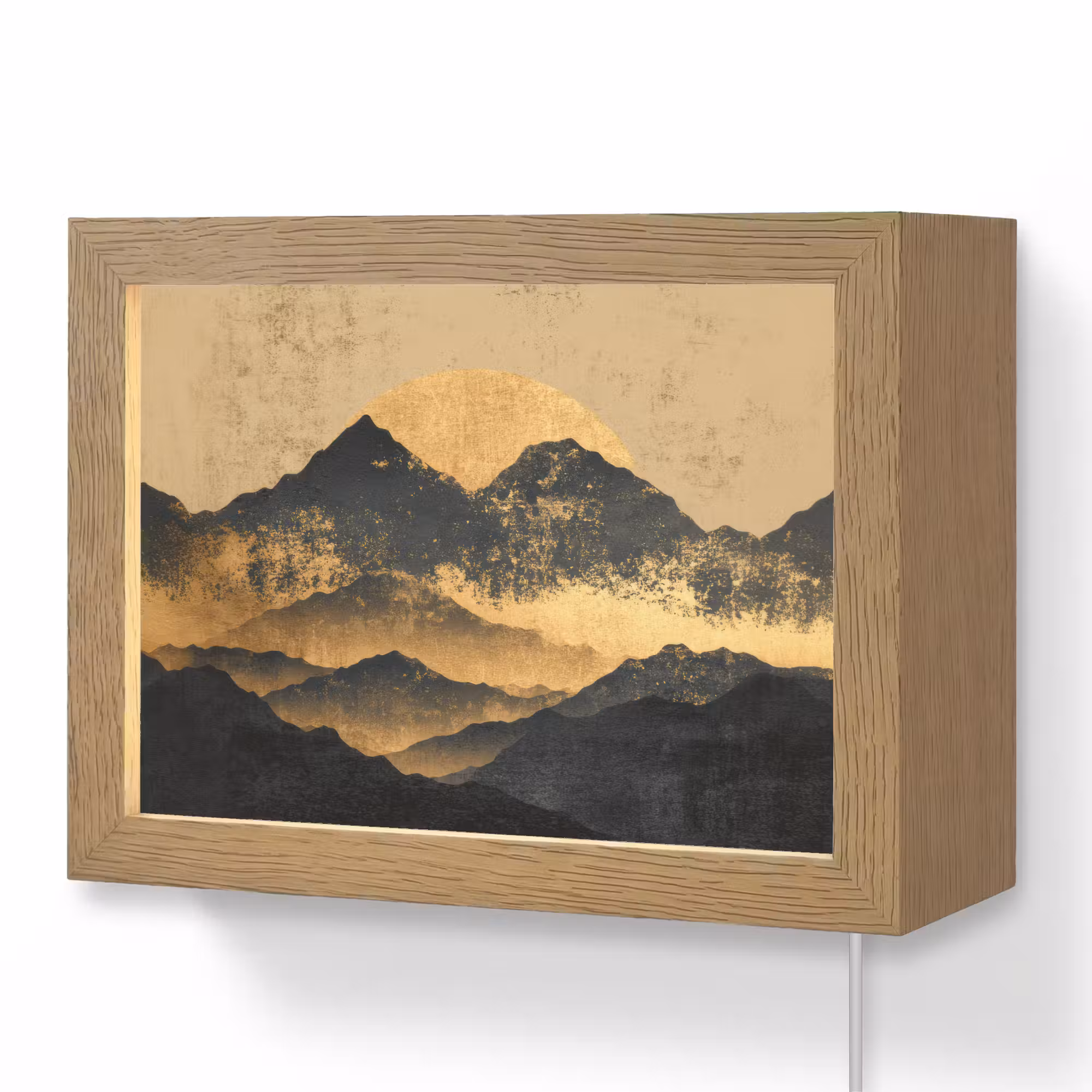 Lightbox - Wandlamp - Gouden Bergen bij Maanlicht