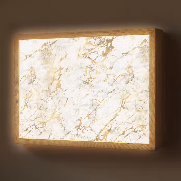 Lightbox - Wandlamp - Goudspatten - Wit - Marmer