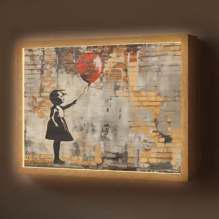 Lightbox - Wandlamp - Graffiti - Banksy Style - Meisje met ballon