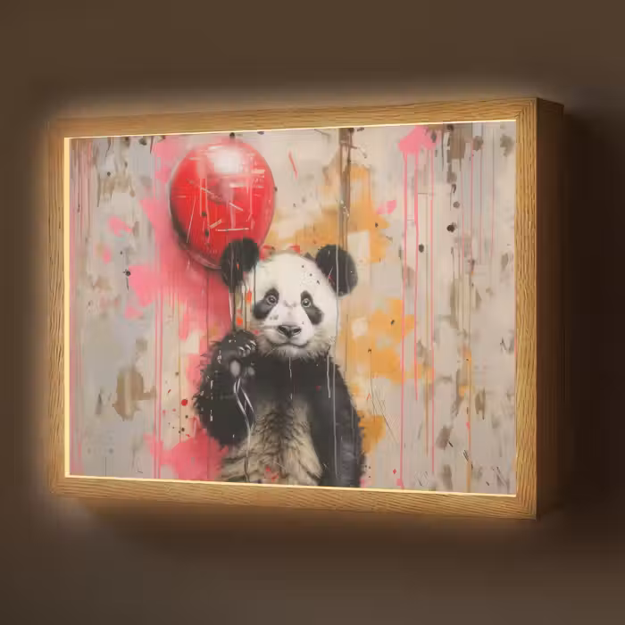 Lightbox - Wandlamp - Graffiti - Panda - Ballon - Street art - Dier
