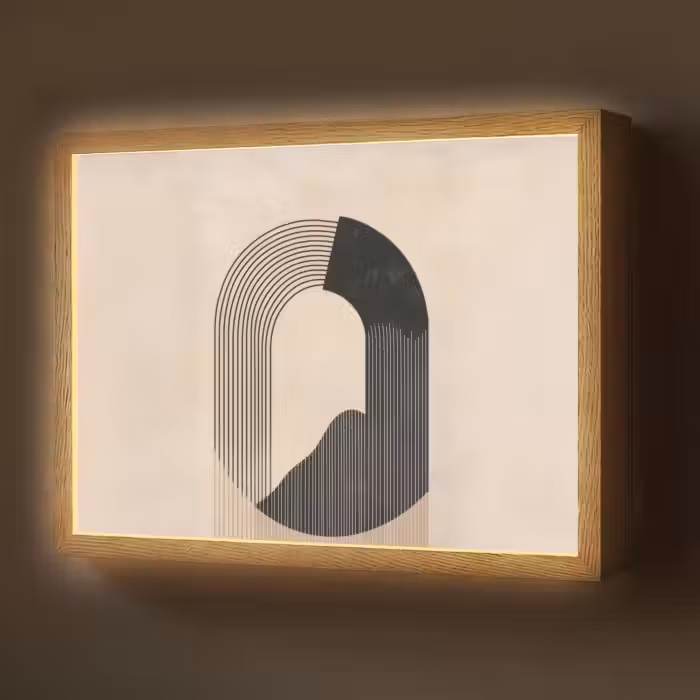 Lightbox - Wandlamp - Grafisch gebogen motief - Beige