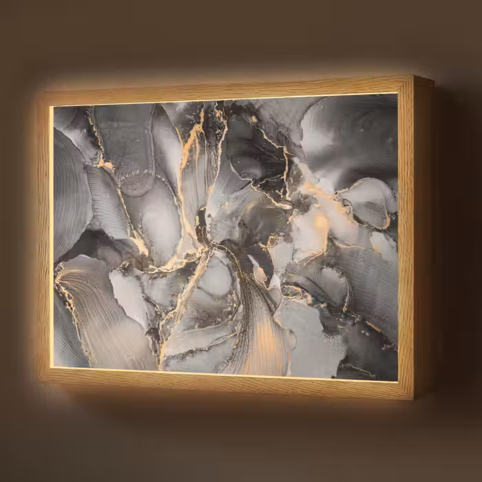 Lightbox - Wandlamp - Grijs - Luxe - Goud - Marmer